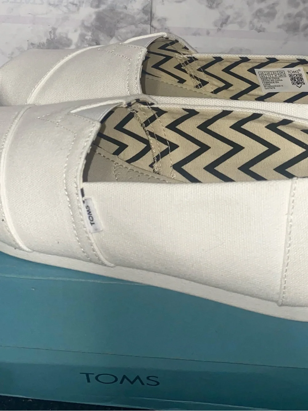 Toms Classic Men's Slip-On Canvas Loafers in White